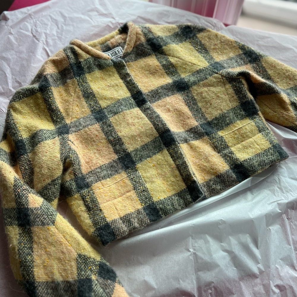 VTG 90s Carlisle crop wool mohair jacket 4 vintage MINT lined pockets roll cuffs - Picture 10 of 12